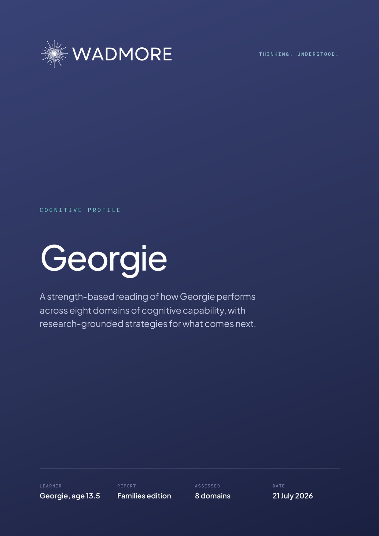 Sample report: cover page